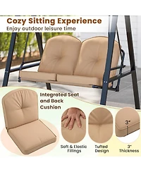 2-Person Outdoor Porch Swing with A-Shaped Metal Stand and Adjustable Canopy