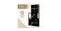 6-Tier Freestanding Bathroom Cabinet with 2 Open Compartments and Adjustable Shelves