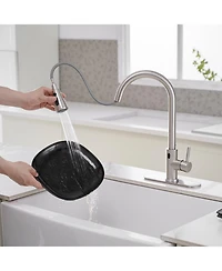 Single-Handle Touch Pull-Down Sprayer Kitchen Faucet with Supply Lines in Brushed Nickel