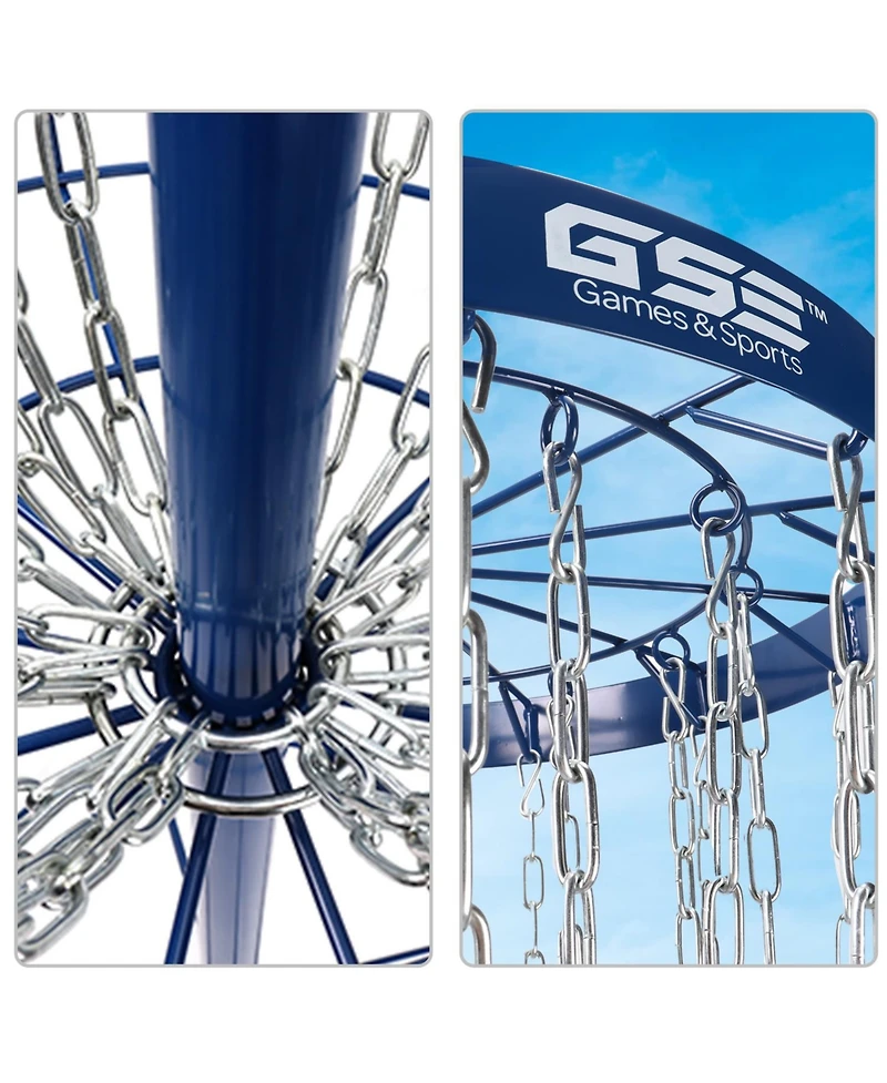 Deluxe 24-Chain Disc Golf Targets Basket, Metal Flying Practice Basket (Black/Blue/Orange/Red)