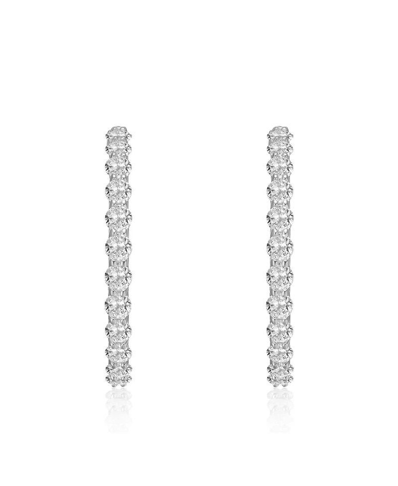 Clear Cubic Zirconia Accent Hoop Earrings