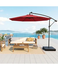 Slickblue Patio Umbrella Offset Cantilever Umbrella with 40 Solar Powered Lights