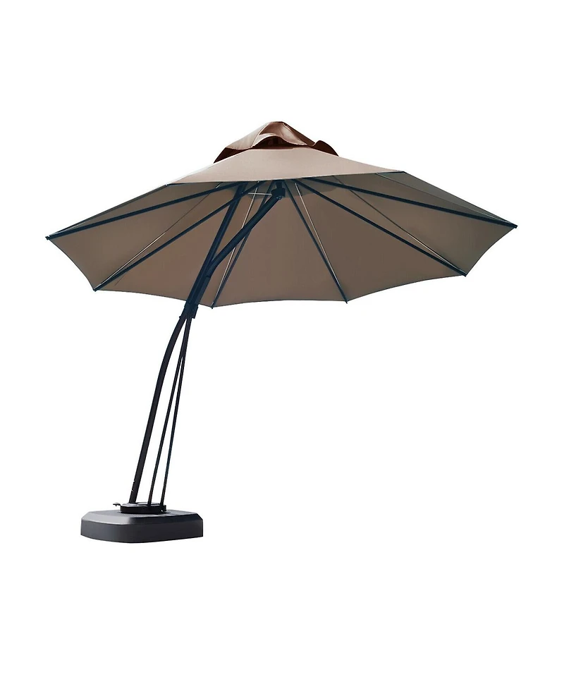 Slickblue Outdoor Cantilever Hanging Umbrella with Base and Wheels