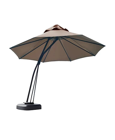 Slickblue Outdoor Cantilever Hanging Umbrella with Base and Wheels