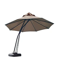 Slickblue Outdoor Cantilever Hanging Umbrella with Base and Wheels