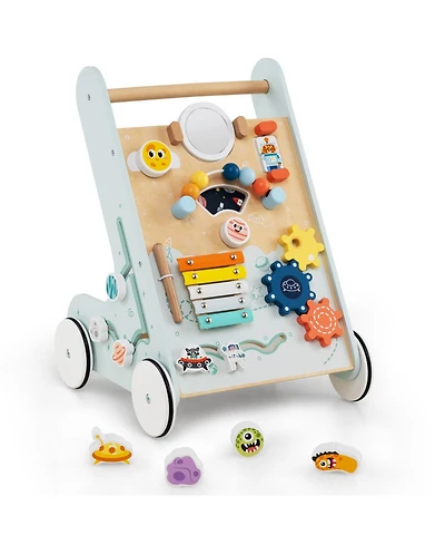 Slickblue Kids Walker Push and Pull Learning Activity Center with Wheels 1+ Years Old