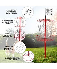 Portable 12-Chain,Disc Golf Targets Basket, Metal Flying Disc Practice Basket(Black/Blue/Orange/Red)
