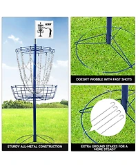Portable 12-Chain,Disc Golf Targets Basket, Metal Flying Disc Practice Basket(Black/Blue/Orange/Red)