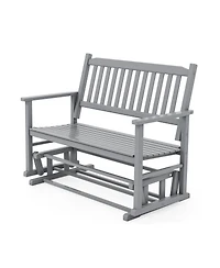 Slickblue 2 Seats Outdoor Glider Bench with Armrests and Slatted Seat