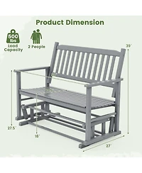 Slickblue 2 Seats Outdoor Glider Bench with Armrests and Slatted Seat
