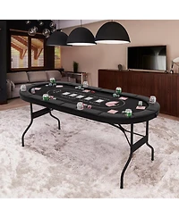 Foldable Poker Table for 8 Players Portable Oval Card Board Game