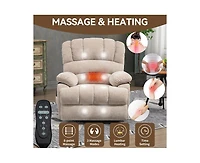 Casainc 23"W Seat High-Back Chenille Power Lift Recliner Chair with 8-Point Vibration Massage and Lumbar Heating
