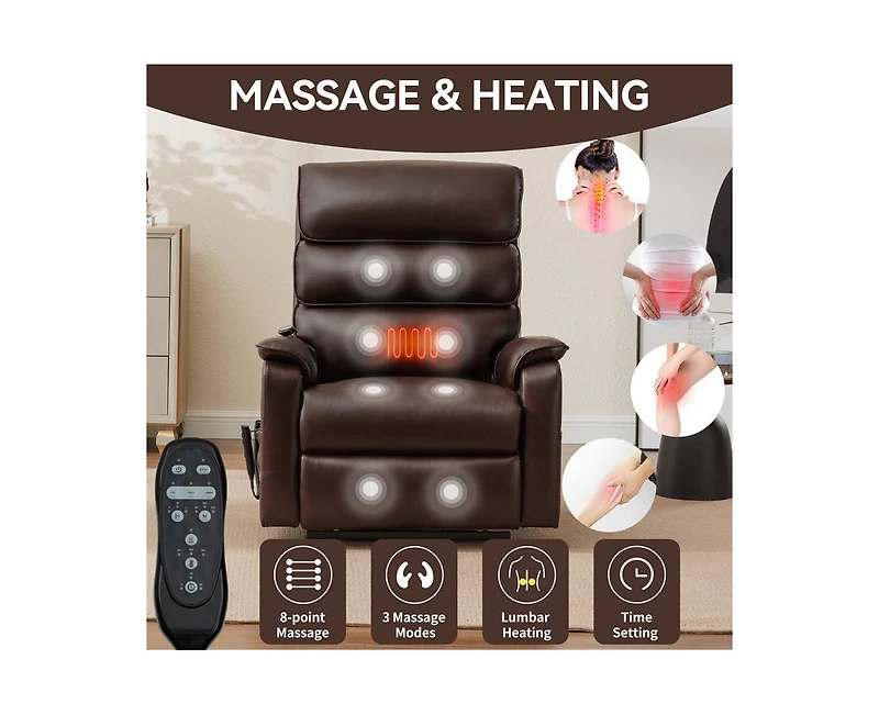 Casainc Dual Motor Infinite Position Up to 350 Lbs Power Lift Recliner Chair with Power-Remote, Heat Massage and Heavy Duty Motion Mechanism
