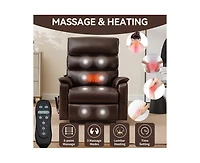 Casainc Dual Motor Infinite Position Up to 350 Lbs Power Lift Recliner Chair with Power-Remote, Heat Massage and Heavy Duty Motion Mechanism