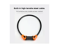 5-Digit Combination Lock Bicycle Cable - Anti-theft Security, Resettable Code, Durable Steel Construction, Compact & Lightweight