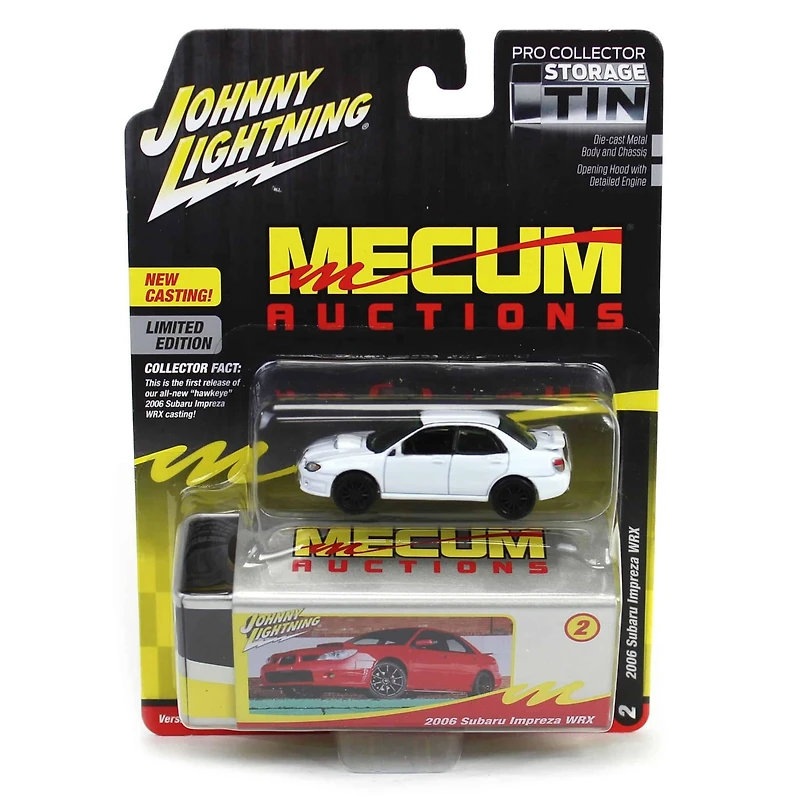 1/64 2006 Subaru Impreza Wrx White Mecum Johnny Lightning Storage Tin