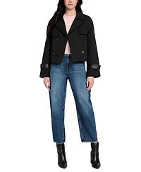 Guess Women's Cropped Quilted-Trim Trench Coat