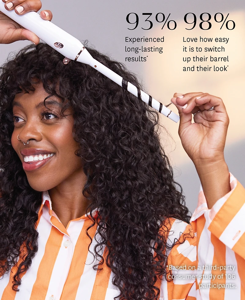 T3 Switch Kit Curl Trio Professional Ionic Interchangeable Curling Iron with 3 CeramicClip & Wand Barrels for Curling and Waving
