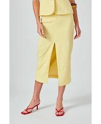endless rose Women's Front Slit Linen Maxi Skirt