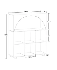 Sourcing Solutions Arched 34" Solid Wood 6 Cubby Entryway Shoe Rack Storage Organizer Cabinet
