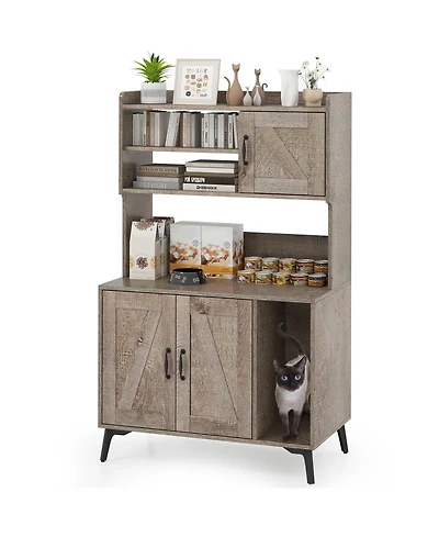 Large Cat Litter Box Enclosure with Display Storage Shelves