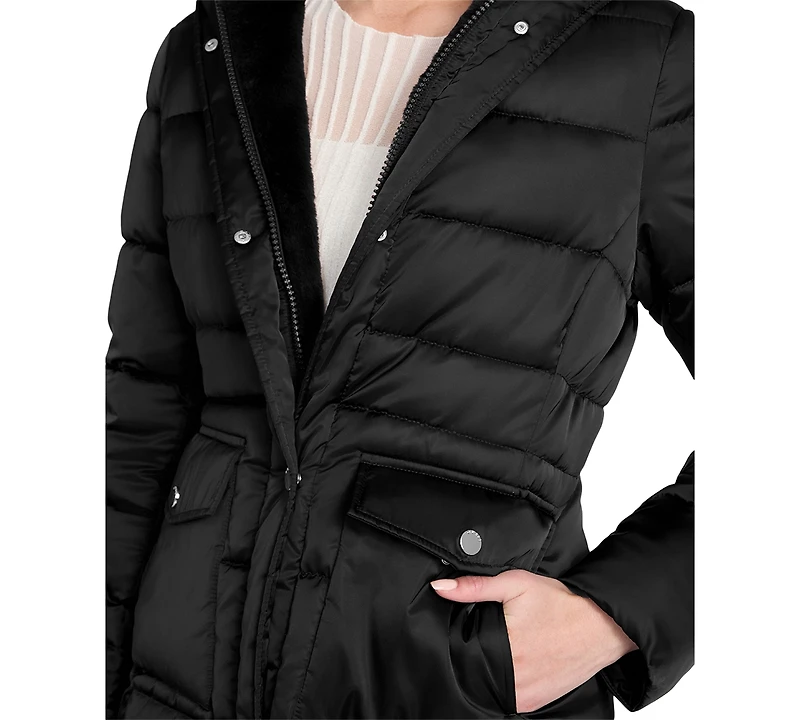 Guess Women's Hooded Faux-Fur-Lined Puffer Coat