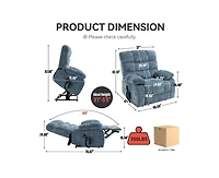 Lift Recliner Chair Heat Massage Dual Motor Infinite Position Up to 350 Lbs Large Electric Power Recliners with Power-Remote, Medium-firm and Hea