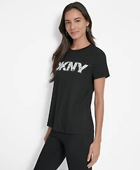 Dkny Women's Newspaper Logo Crewneck T-Shirt