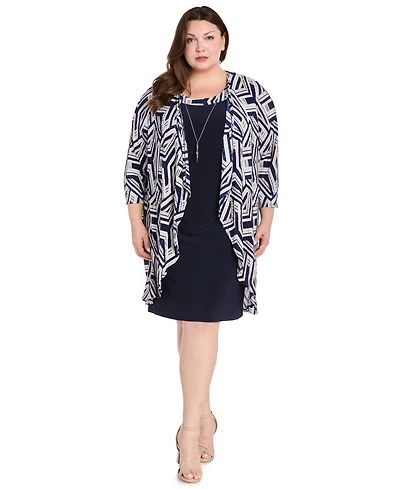 R & M Richards Plus 3/4-Sleeve Jacket Dress