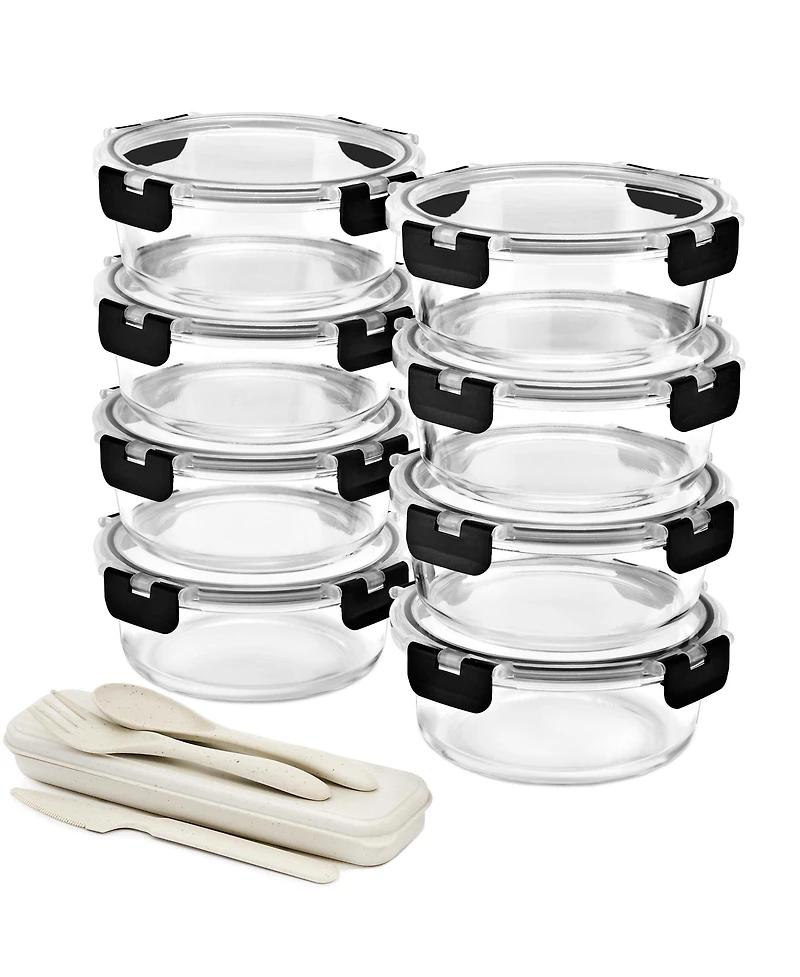 Sorbus 16 Piece Round (970ml/ 32.7oz/ 4cups) Glass Meal Prep Containers with Airtight Lids - Preserves Freshness, Oven Safe, durable, Bpa-free