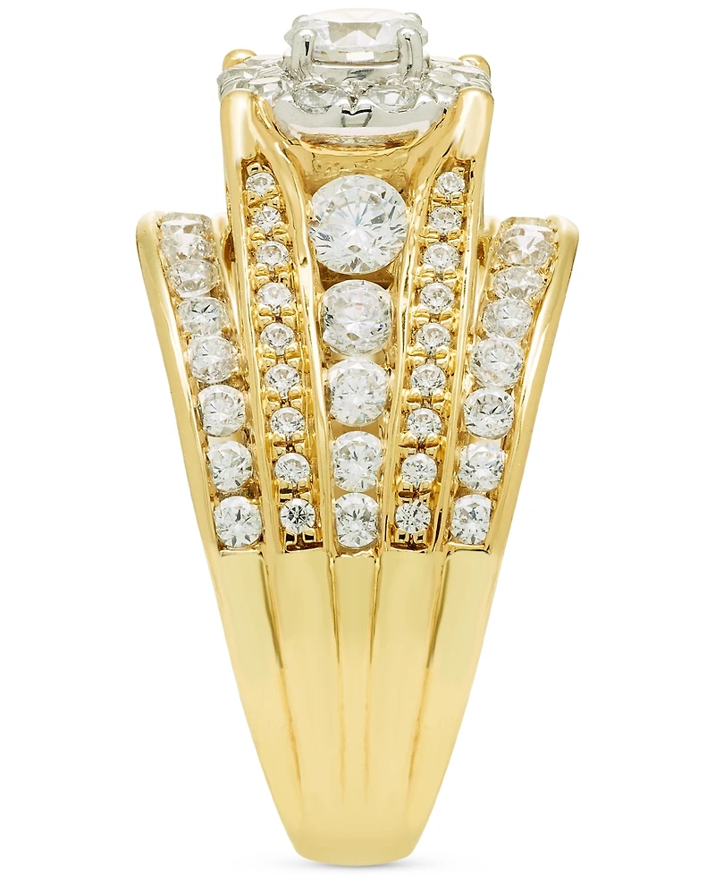Diamond Halo Multirow Engagement Ring (2 ct. t.w.) in 14k Two-Tone Gold
