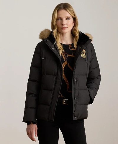Lauren Ralph Women's Faux-Fur-Trim Collared Puffer Coat