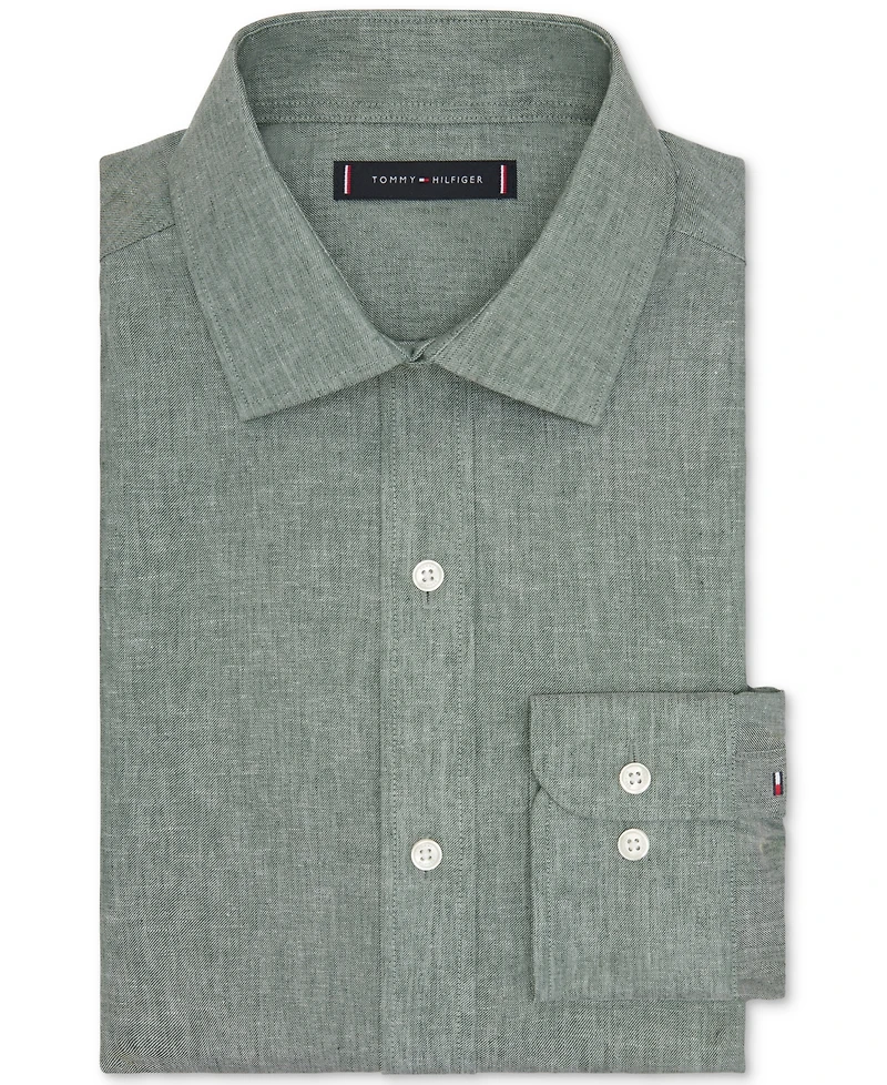 Tommy Hilfiger Mens Regular Fit Linen Dress Shirt