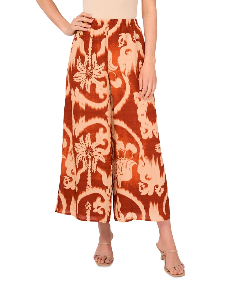 Sam & Jess Women's Printed Pull-On Wide-Leg Cropped Pants