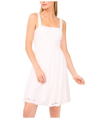 CeCe Women's Floral Embroidered Square Neck Dress