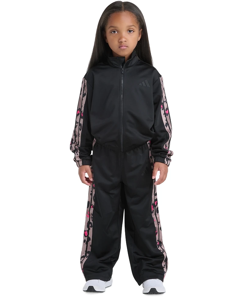 adidas Toddler & Little Girls Tricot Long-Sleeve Full-Zip Jacket Wide-Leg Pants, 2 Piece Set