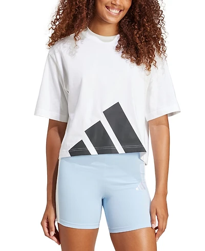 adidas Women's Cotton Logo Boxy Short-Sleeve T-Shirt