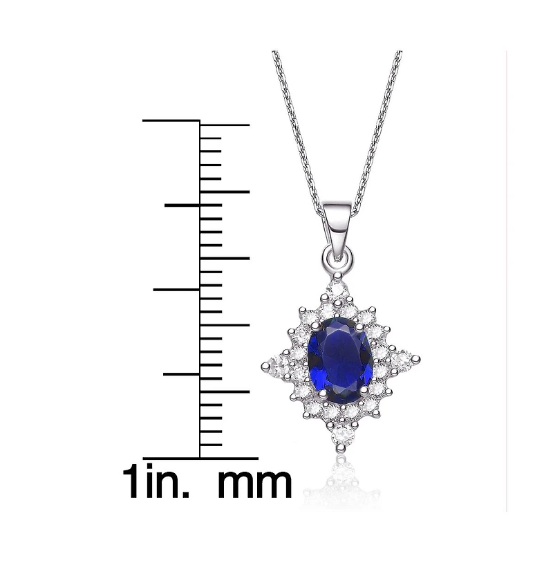 Cubic Zirconia Sterling Silver White Gold Plated Shape Pendant
