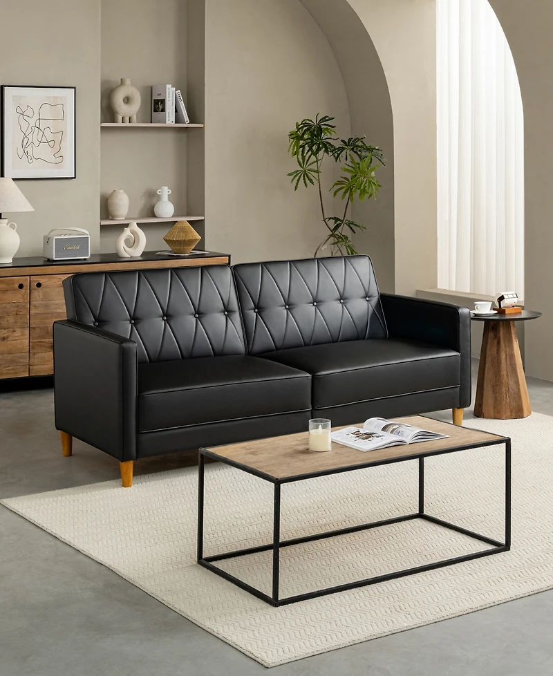 Gold Sparrow 77" Faux Leather Victoria Convertible Sofa Bed, Created for Macy's