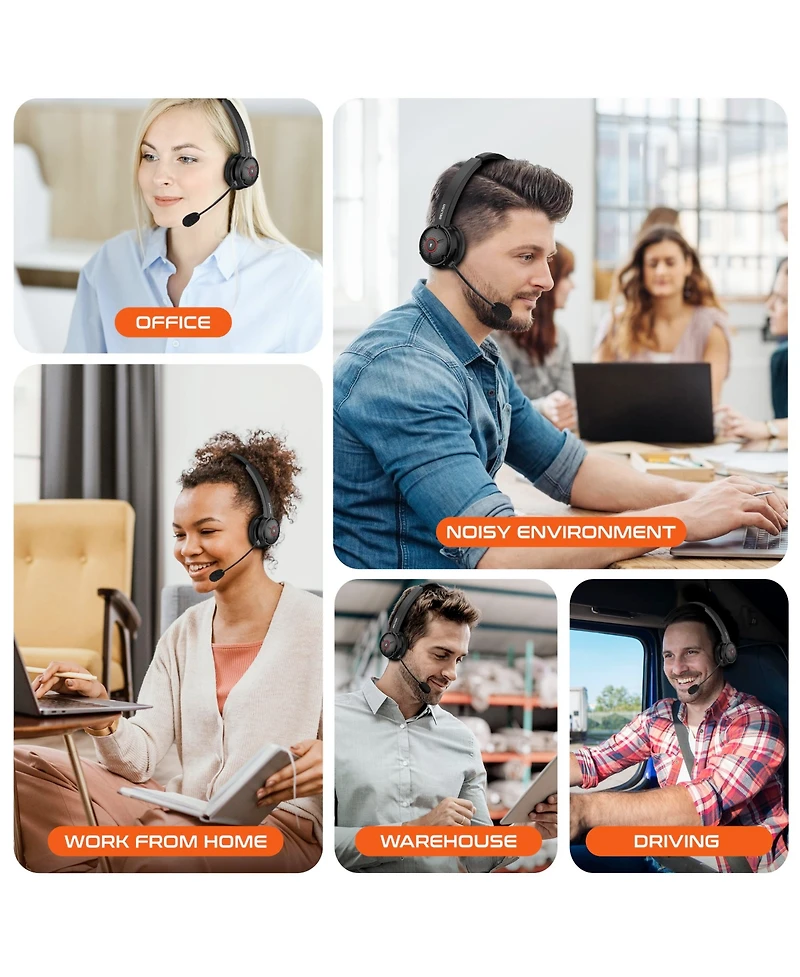 Delton Noise Canceling Bluetooth Computer Headset with Charging Dock, Auto Pair Usb Dongle for Pc/Laptop, Compatible with Ms Teams, Zoom, Google Meet,