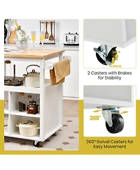 Volenca Kitchen Island Trolley Cart on Wheels with Storage Open Shelves and Drawer