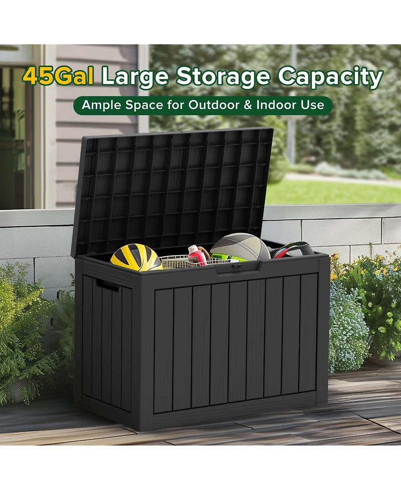 Mondawe 45 Gal Deck Box Resin for Patio Garden Furniture, Outdoor Storage Container