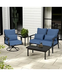 Aoodor 24'' x Outdoor Deep Seat Cushion Set, Olefin Fabric (Set of 2 Seats, Backs, Lumbar Pillows)
