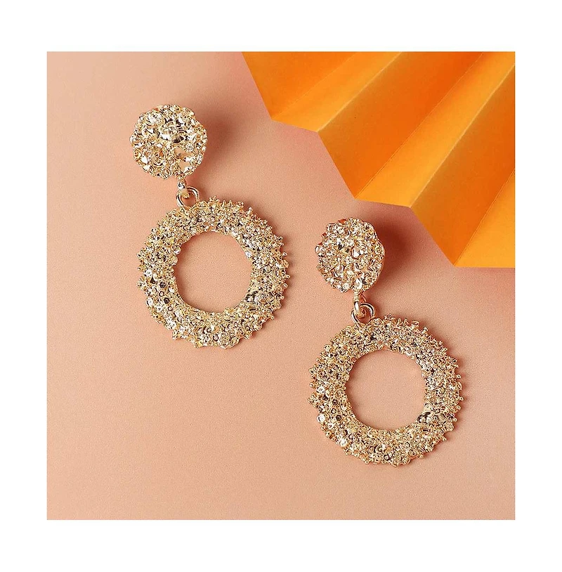 Sohi Women's Silver Corroded Drop Earrings