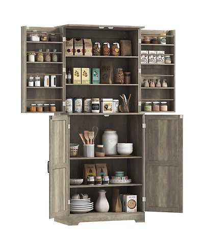 Homcom 72" Farmhouse Kitchen Pantry Cabinet, Tall Storage Cabinet,