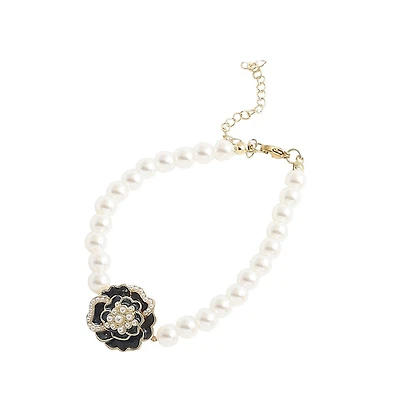 Sohi Women's Silver Rose Strand Bracelet