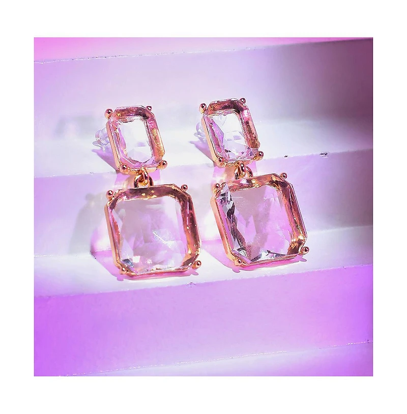 Sohi Women's White Geometric Drop Earrings