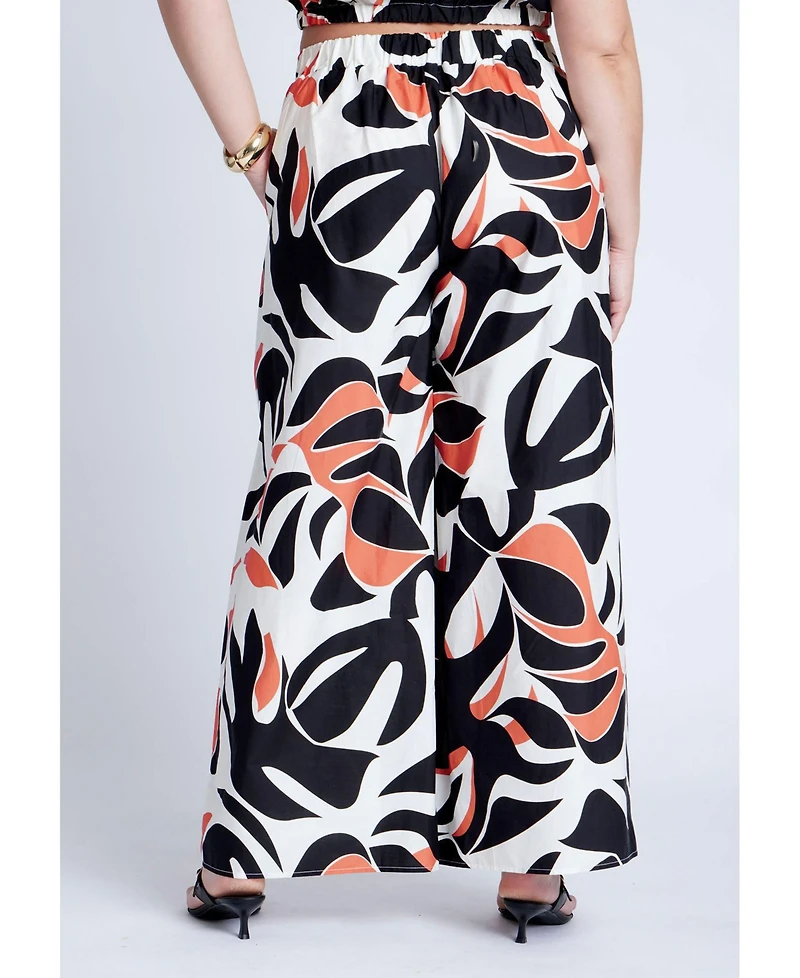Eloquii Women's Wide Leg Printed Pant