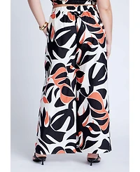Eloquii Women's Wide Leg Printed Pant