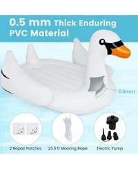 Mecale Giant Inflatable Swan Floating Island 4-Person Pool Float with 4 Cups Holders